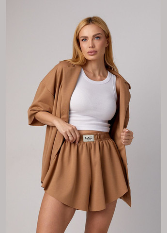 Трикотажный костюм с шортами клеш и рубашкой oversize Liton (296658524)
