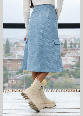 Спідниця трапеція міді довжини з бічними та накладними кишенями — демісезонна спідниця з костюмної тканини шанель (СП 0523) RiMari (334892726)