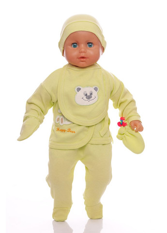 Зеленый комплект ползунки, распашонка, шапочка трикотажные в коробке bear салатовый 62 см (40214) BABYKROHA