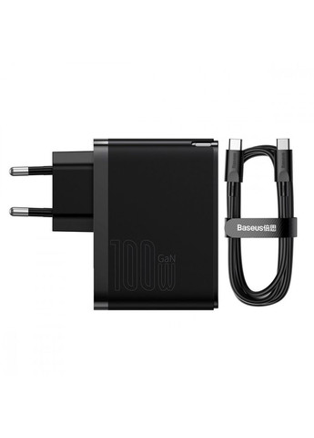 Зарядное устройство c быстрой зарядкой + кабель GaN2 |USB/Type-C 100W 20V/3A| (CCGP090201) Baseus (337352140)