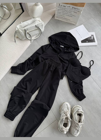 Костюм трійка : кофта + топ/корсет + джоггери No Brand (327290075)