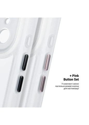 Чохол Unit-C MagCase для Apple iPhone 17 Pro Matte Clear + Pink Button Set (ARM90587) KLB ArmorStandart (390073151)