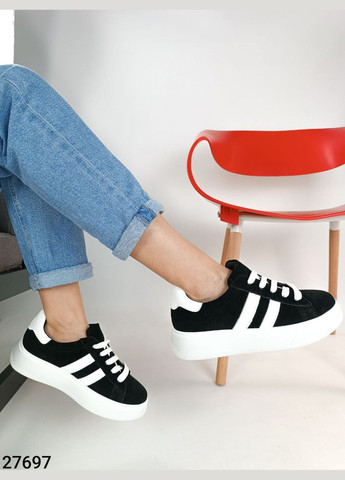 Стильные женские кроссовки No Brand чёрно-белые (315876854)