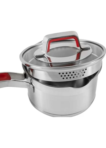 Ківш кухонний з нержавіючої сталі з кришкою Moderne Rot 16 см, 1.8 л (26-202-030) Krauff (334713082)