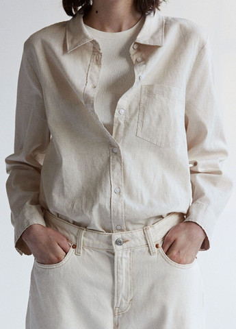 Светло-бежевая кэжуал рубашка в полоску H&M
