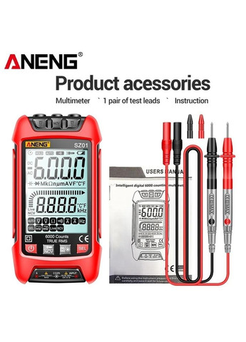 Цифровой смарт мультиметр SZ01 Red с автоматическим диапазоном Aneng (322578337)