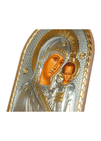 Серебряная Икона Казанская Божья Матерь 8,5х10,5см арочной формы в пластиковом киоте 15,5х12 Silver Axion (266266120)