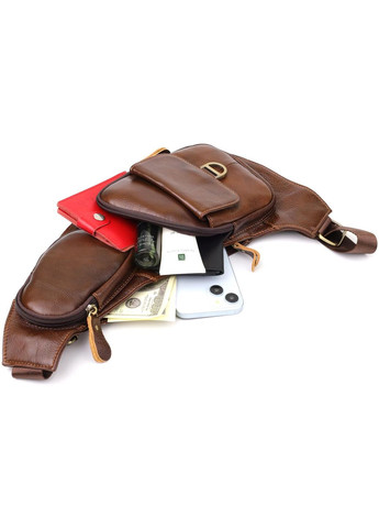 Сумка слинг через плечо мужская кожаная для телефона и для документов большая Коричневый 39013 Vintage (351403608)