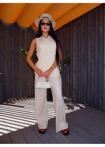 Костюм женский прогулочный жилет с поясом+штаны Fashion (394334939)