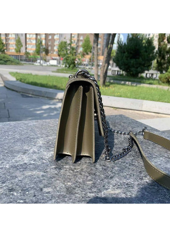 Женская сумка мини клатч на плечо эко-кожа зеленая на цепочке с птичками ProDobro (370022373)