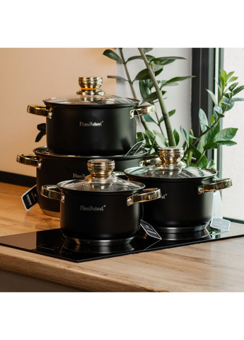 Набір каструль з нержавіючої сталі 4 штуки 6,1/3,9/2,8/2,1 л HP33523 Yiwu (370801099)