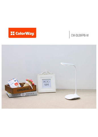 Настільна лампа на акумуляторі, робота з батареєю до 5 годин, USB, LED світильник з акумулятором Colorway Portable & Flexible (365833465)