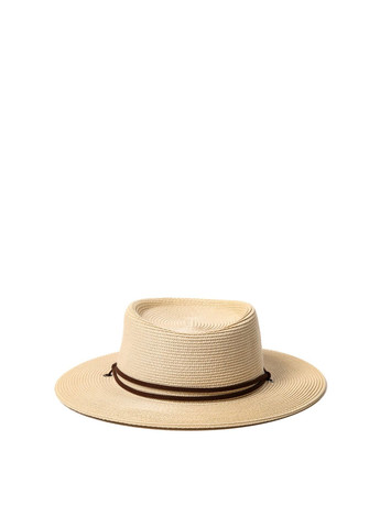 Шляпа порк-пай женская с замшевым шнурком бумага бежевая ЕМЕРИ LuckyLOOK 734-081 (332005688)