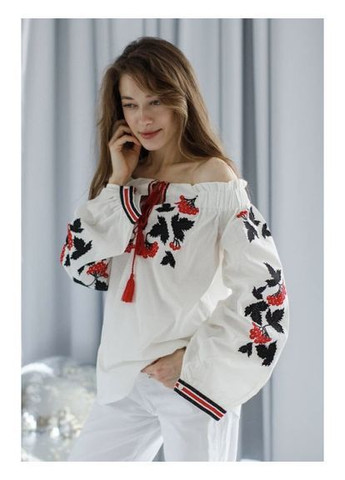 Белая женская сорочка вышиванка калина со спущенными плечами You Best (368766857)