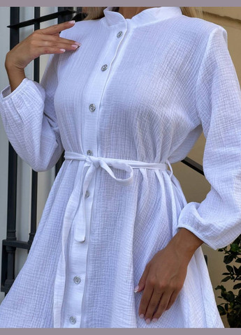 Білий повсякденний, кежуал жіноча сукня муслінова а-силует Style Point однотонна