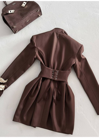 Коричнева повсякденний, ділова, вечірня, кежуал жіноча сукня сукня-жакет FINO Mode однотонна