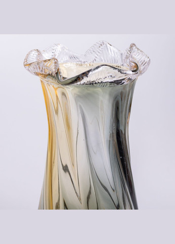 Ваза ручної роботи Lilly скляна 26 см, жовто-сірий Yiwu (328602827)