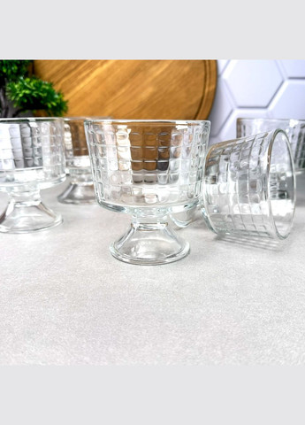 Набор стеклянных креманок на ножке 6 шт Рифлённые No Brand (308361002)