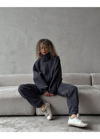 Жіночий теплий костюм на змiйцi графiтового кольору 35134 Fashion (363022099)