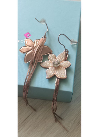 Сережки Квіти довгі з австрійськими кристалами рожеве золото Neoglory Jewelry (371786213)