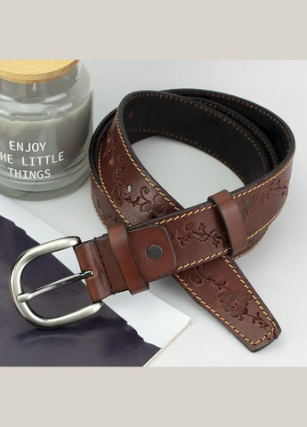 Ремень кожаный женский с цветами коричневый батал SF-3531 (145 см) SFIP (330224875)