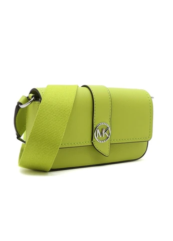 Шкіряна сумка-месенджер XS EW SLING зелена класична з ремінцем Michael Kors (400844292)
