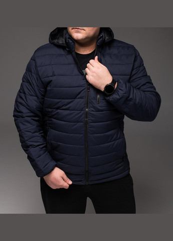 Темно-синяя демисезонная куртка стебана с капюшоном большие размеры весна/осень No Brand