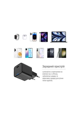 Зарядное устройство GaN Mini 25W PD Port PPS USB-C black (CW-CHS052PD-BK) Colorway (399259765)