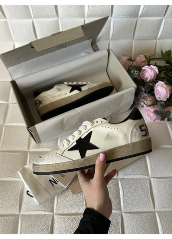 КРОСІВКИ ЖІНОЧІ GOLDEN GOOSE GGDB BALLSTAR DIRTY WHITE BLACK ГОЛДЕН ГУС БІЛІ No Brand білі демісезони (392000811)