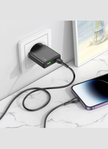 Зарядное устройство с быстрой зарядкой + кабель Lightning N38 |PD20W+QC3.0/USB/Type-C| Hoco (337352039)