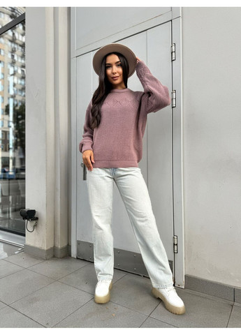 Пудровый демисезонный женский вязаный свитер джемпер No Brand