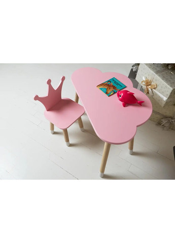 Столик дитячий зі стільцем Хмара/Корона 46x70x40 см Рожевий (2028215877) No Brand (371687334)