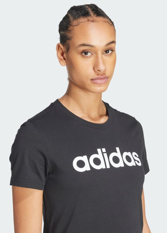 Черная всесезон футболка essentials logo slim adidas