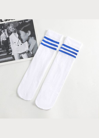 Гольфи капронові до коліна білі з синіми смужками One Size No Brand (330757941)