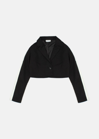 Черный демисезонный костюм для девочки tob002-tob004 короткий жакет + брюки-палаццо черный с белым (италия) брючный To Be Too