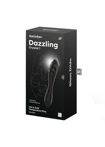Двусторонний стеклянный дилдо Dazzling Crystal 1 Black, очень прочный, без стоппера Satisfyer (298350222)