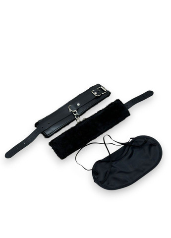 Набір для утіх БДСМ 2 шт кайданки фіксатори для рук м'які та пов'язка маска на очі для сексу та рольових ігор No Brand (317045939)