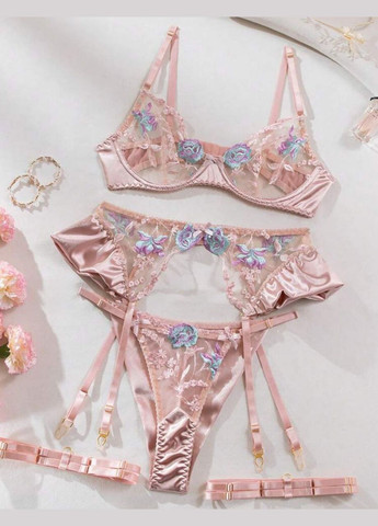 Бежевий спідньої білизни alice мереживний набір нижньої білизни з гартерами No Brand з кісточками нейлон, еластан, мереживо