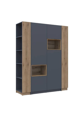 Шафа для одягу з нішою та етажеркою Дейл Графіт/Дуб Евок 2 ДСП 143.2х52х220 (DRS-011734) Doros (361999361)