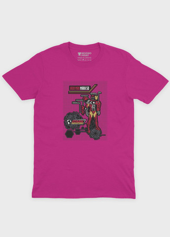 Розовая демисезонная футболка для мальчика с принтом супергероя - железный человек (ts001-1-fuxj-006-016-014-b) Modno