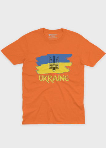 Оранжевая мужская футболка с патриотическим принтом ukraine (ts001-3-ora-005-1-070) Modno