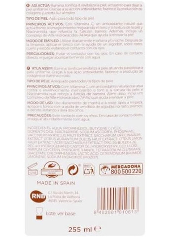 Легкий тонік для щоденного догляду Facial Clean Tónico Vitamin C & Niacinamida 255 ml Deliplus (337719811)