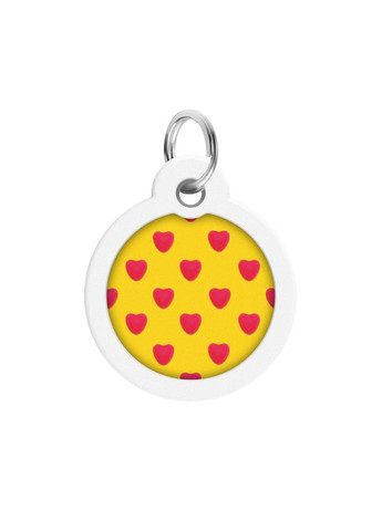 Адресник для собак і котів металевий Smart ID з QR паспортом, малюнок "Серця", коло, Д 30 мм WAUDOG (365061857)