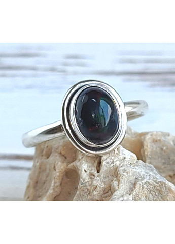 Срібне кільце з чорним ефіопським опалом 18.5 розмір No Brand (364202298)