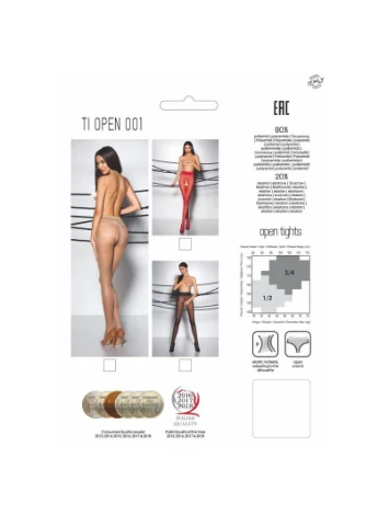 Еротичні колготки TIOPEN 001 3/4 (20 den), nero, з вирізом і мереживом на поясі Passion (370777202)