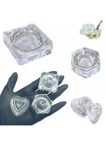 Склянка для мономера, хни, фарби скляна з кришкою (квадрат) MagicNail (292734268)