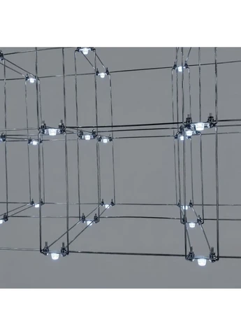 Срібна геометрична люстра у формі паралелепіпеда 100x100x40 см LineF (397588109)