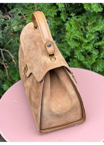 Сумка-сетчел Туреччина — натуральна замша пісочна, середньої жорсткості, довгий регульований ремінь у комплекті Karya (356893775)