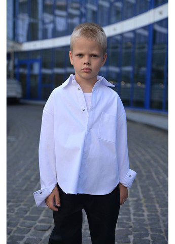 Белый демисезонный стильный подростковый костюм: верхняя рубашка + брюки — замеры в описании брючный DK/DL Мода без кордонів