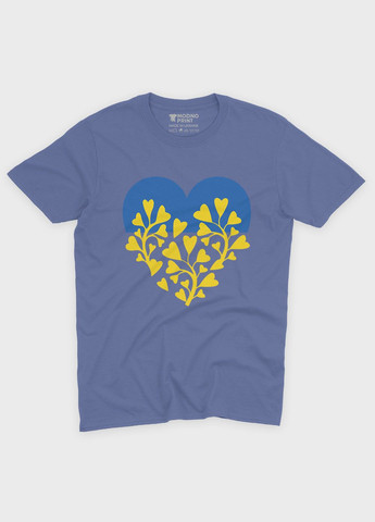 Темно-блакитна літня жіноча футболка з патріотичним принтом серце (ts001-4-dmb-005-1-094-f) Modno